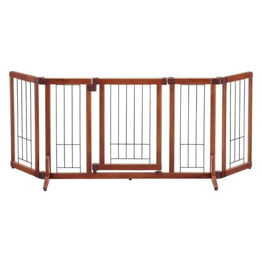 Wooden Pet Gate with Door M Brown