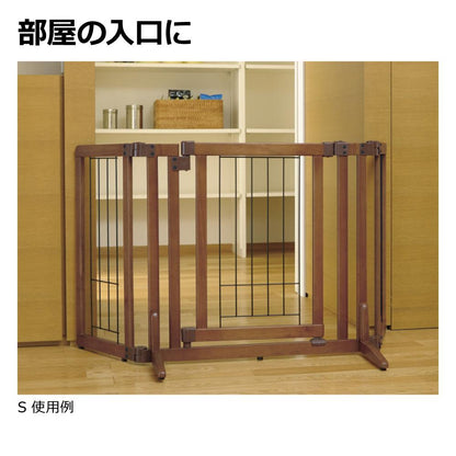 Wooden Pet Gate with Door M Brown