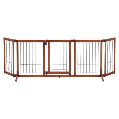 Wooden Pet Gate with Door L Brown