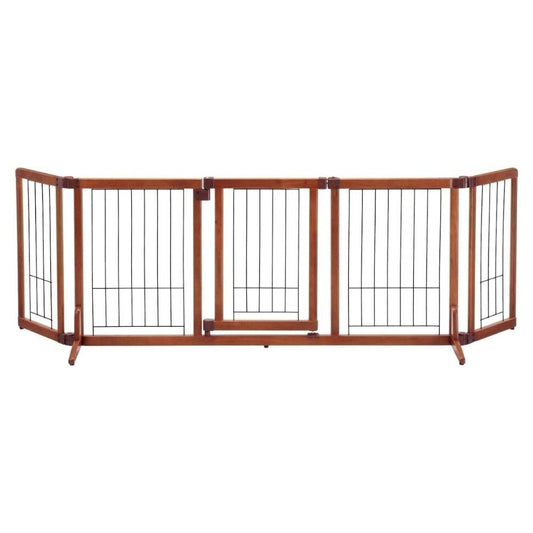 Wooden Pet Gate with Door L Brown