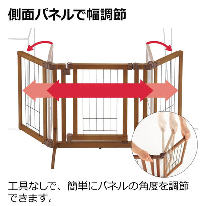 Wooden Pet Gate with Door L Brown