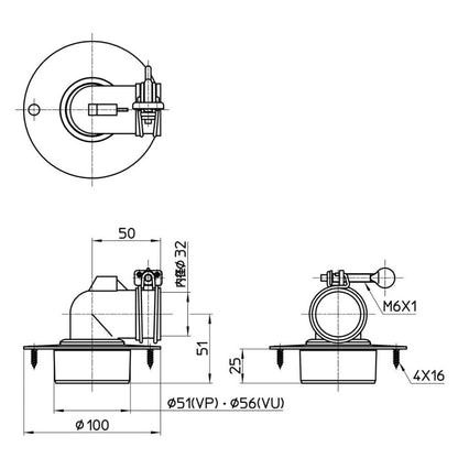SANEI Wide Flange Washing Machine Drain Outlet H552-50