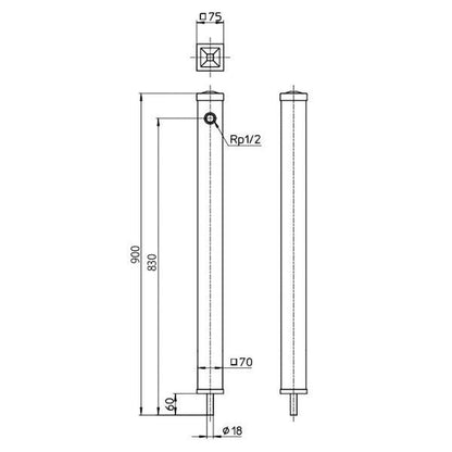 PC Water Faucet Column Mikage T8010-70X900-MI