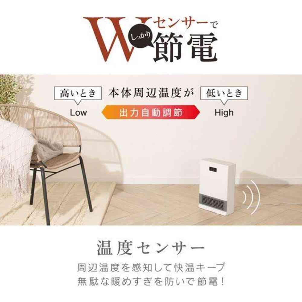 Zephyr Ceramic Heater with Human/Temperature Sensor White ZCT-12TMB