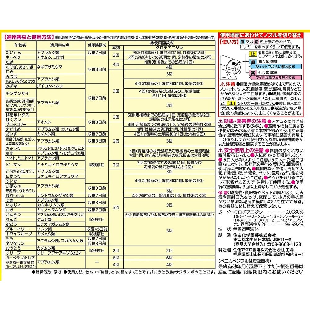 Sumitomo Chemical Gardening Benica Veggie Fruit Spray 1000ml