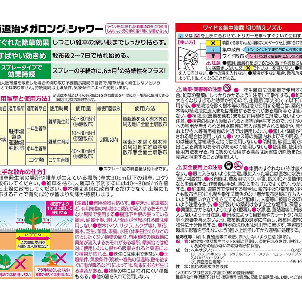 Sumitomo Chemical Gardening Grass Eradication Mega Long Shower Spray 1000ml