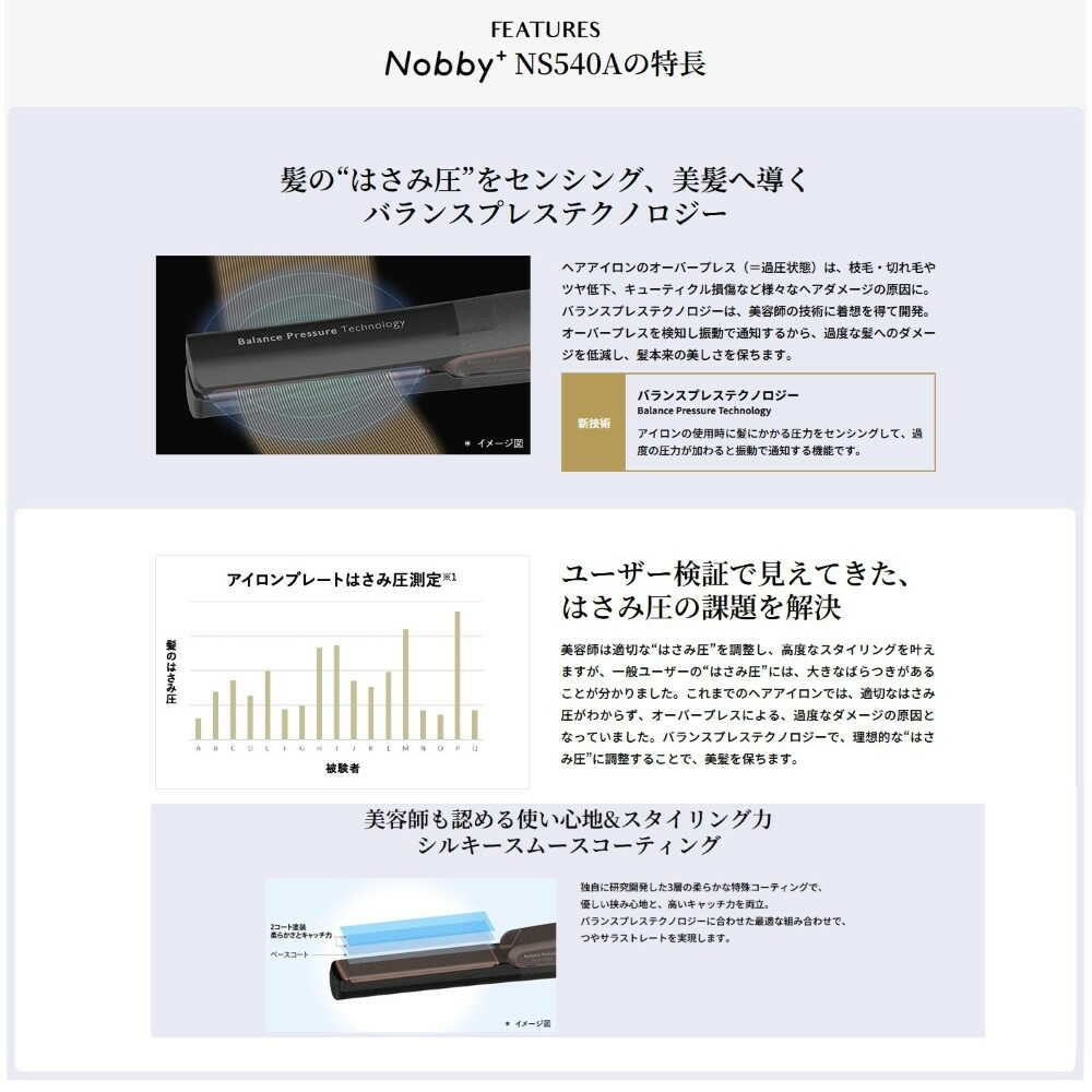Tescom Nobby+ Ion Straight Iron NS540A Black
