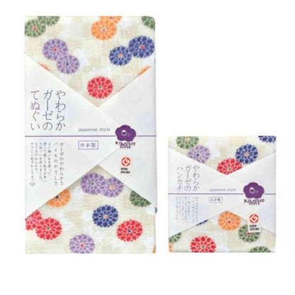 Nissen Shoko Japanese Style Komon Kiku Handkerchief (1 Piece)