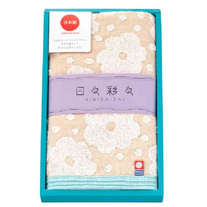 Nissen Shoko Hibi Irodori Hirahira Face Towel Beige Boxed 1 Piece