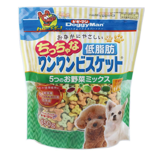 Doggy Man Gentle Low-Fat Tiny Dog Biscuits with 5 Vegetable Mix 450g
