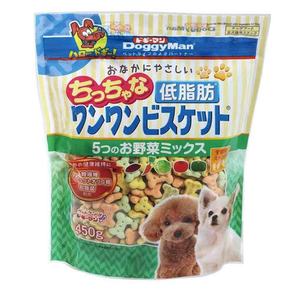 Doggy Man Gentle Low-Fat Tiny Dog Biscuits with 5 Vegetable Mix 450g