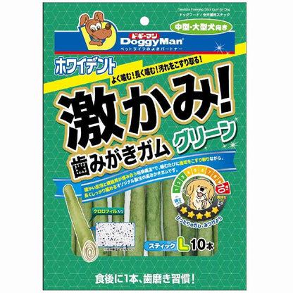 Dogyman Super Chewy Tooth Cleaning Gum Green Stick L 10 Pieces