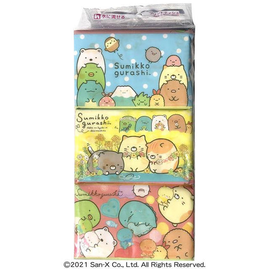Hayashi Trading Sumikkogurashi Flushable Pocket Tissue 6 Pack (Designs Random)
