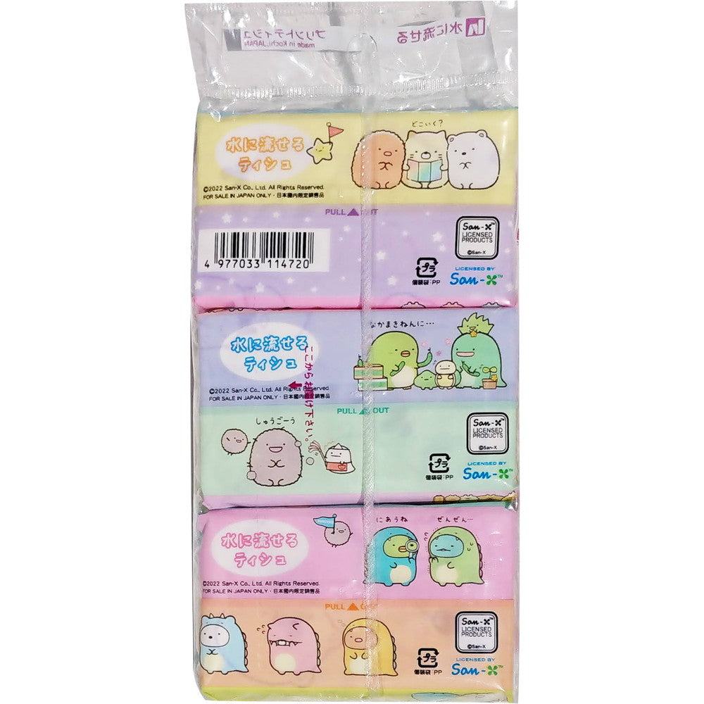 Hayashi Trading Sumikkogurashi Flushable Pocket Tissue 6 Pack (Designs Random)