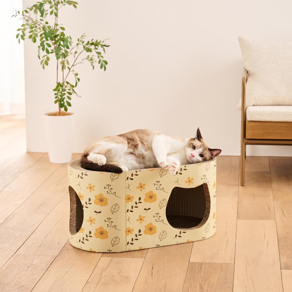 Cat Scratching Post Hide and Seek Yellow Flower