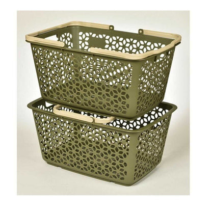 Himalaya Chemical Industry Handle Stackable Basket Khaki