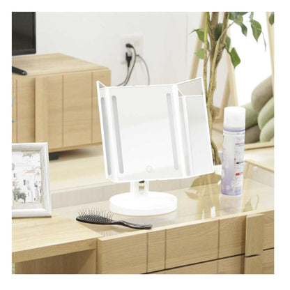 Yamamura LED Light Three-Sided Makeup Mirror