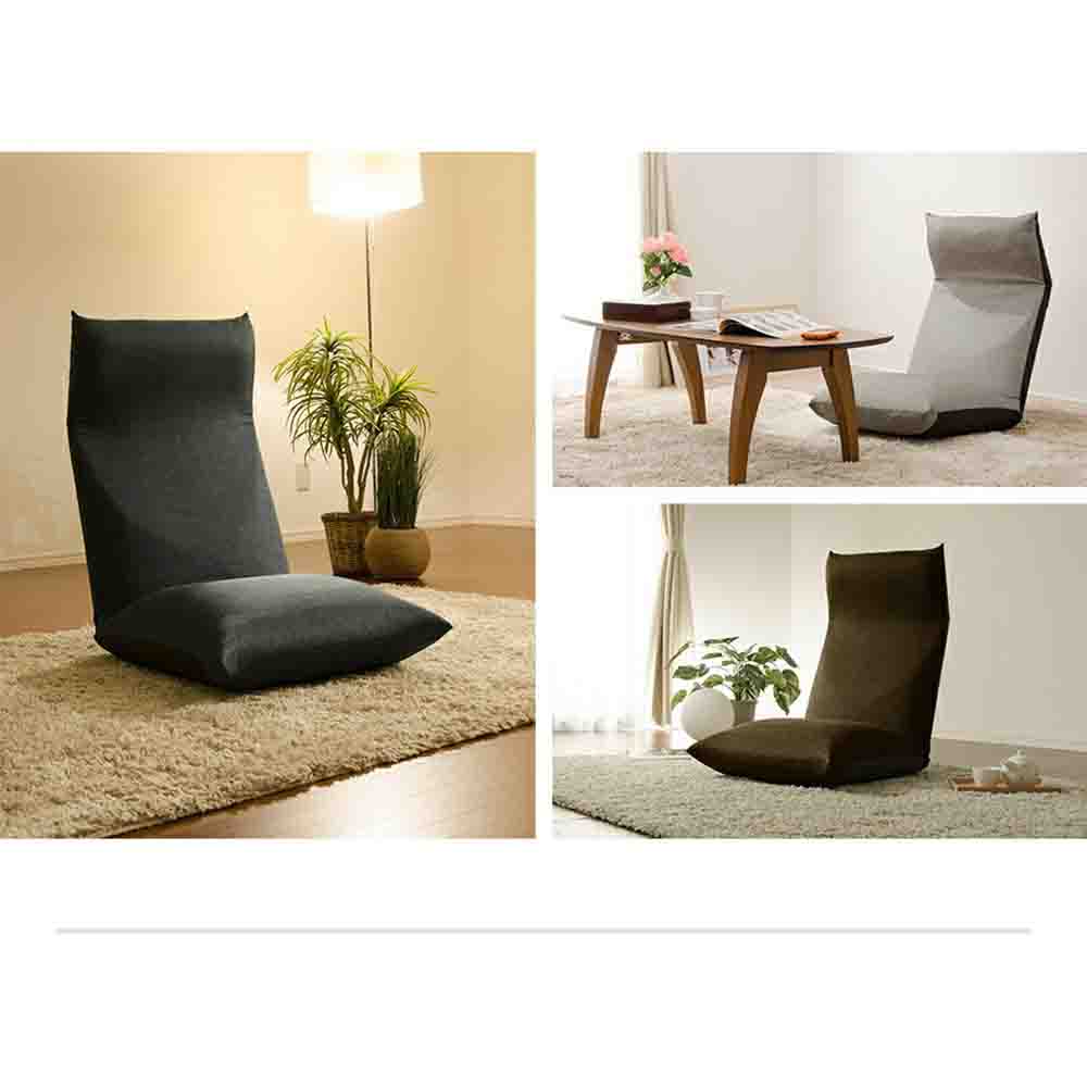 Japanese-made Head Reclining P Coil Floor Chair NECK Darian Beige
