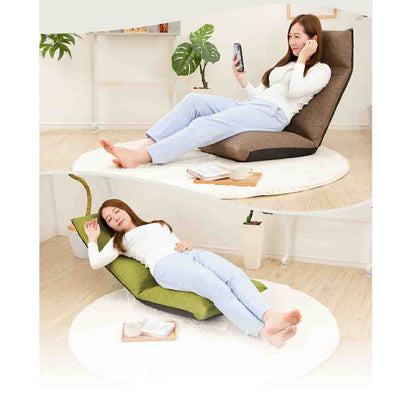 Japanese-made Head Reclining P Coil Floor Chair NECK Task Brown