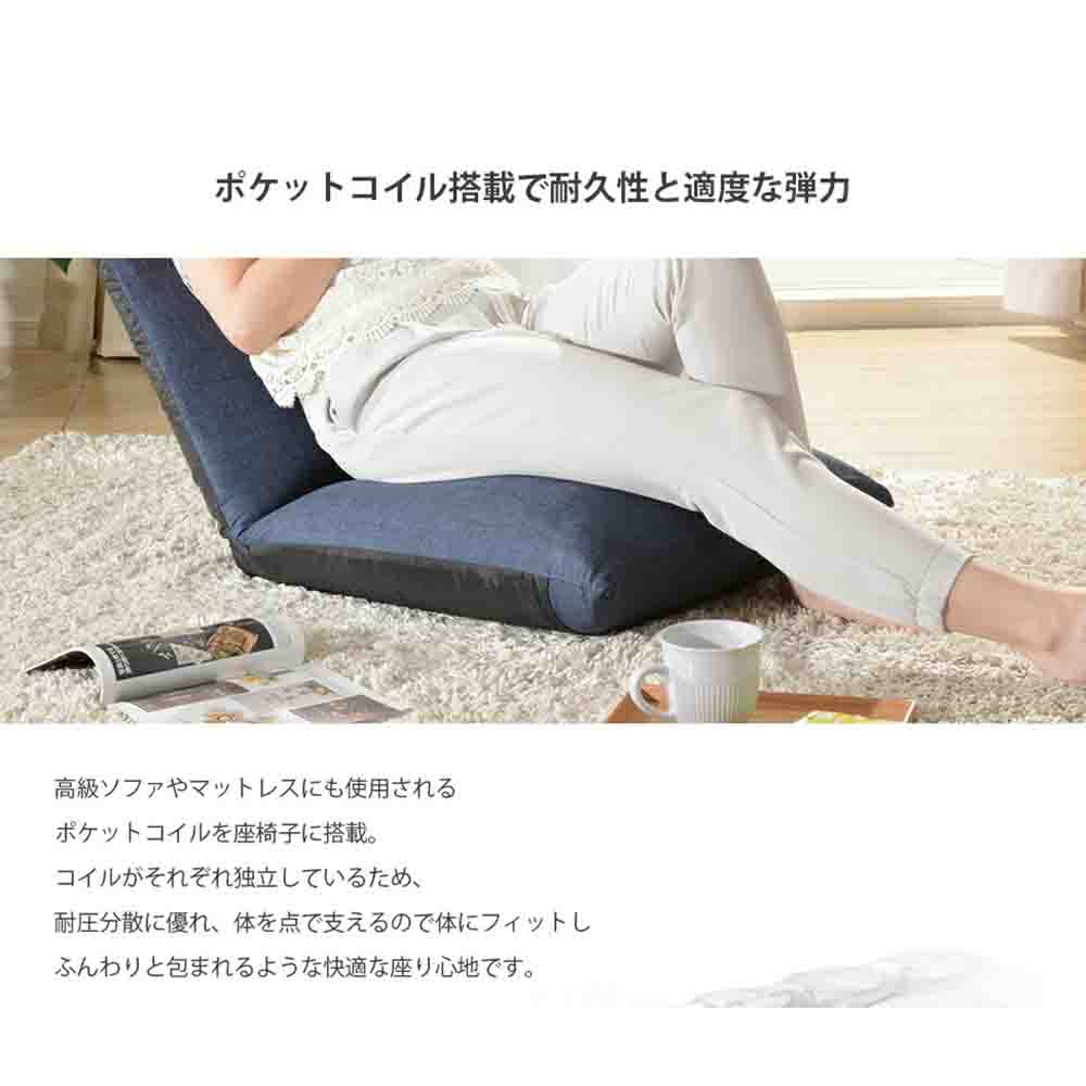 Japanese-made Head Reclining P Coil Floor Chair NECK Task Gray