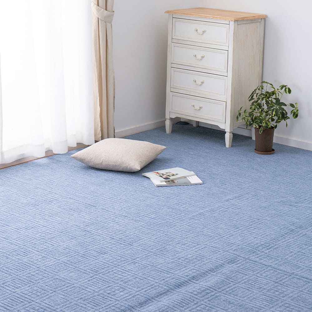Lightweight and Easy-to-Handle Woven Carpet - Amber Blue (4.5 Tatami Mats)