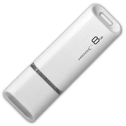 HIDISC USB 2.0 Flash Drive 8GB White Cap Style (1 piece)