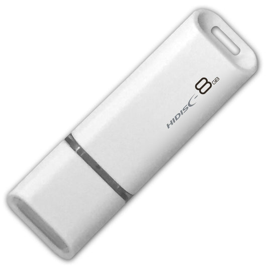 HIDISC USB 2.0 Flash Drive 8GB White Cap Style (1 piece)