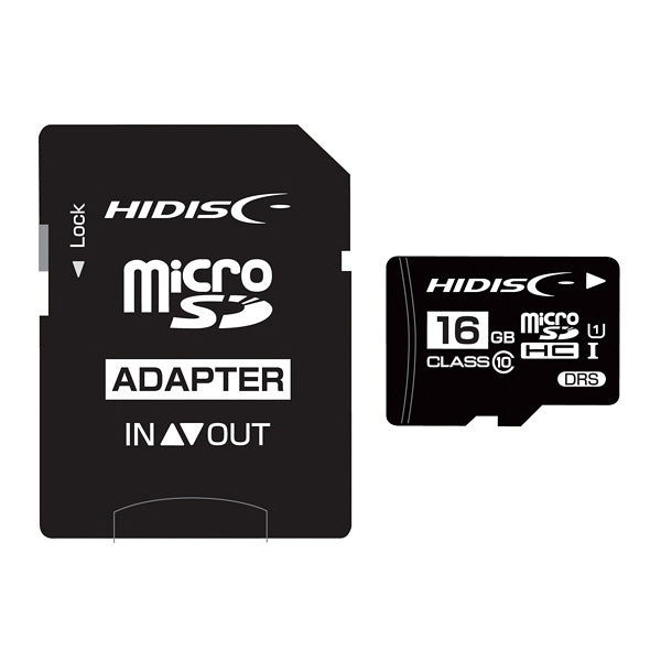 HIDISC microSDHC Card 16GB with Data Recovery Service - CLASS10 UHS-1 Compatible with SD Adapter/Case