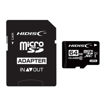 HIDISC microSDHC Card 64GB with Data Recovery Service - CLASS10 UHS-1 Compatible with SD Adapter/Case