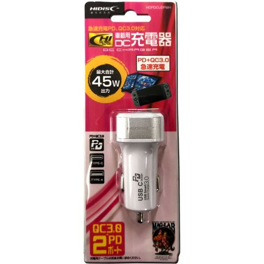 HIDISC PD Compatible Car DC Charger TYPE-A TYPE-C 2 Ports