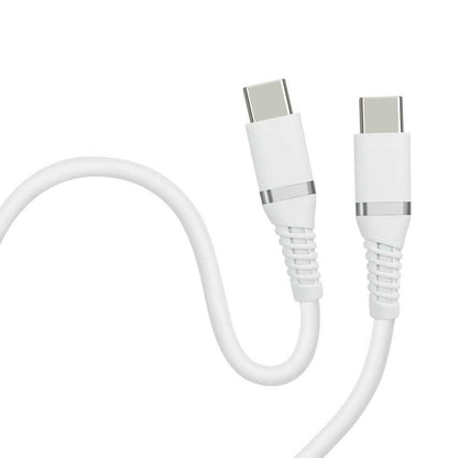 HIDISC Soft and Tangle-Free USB Type-C to Type-C (C to C Cable) 1m White PD100W Compatible Ultra-Fast Charging
