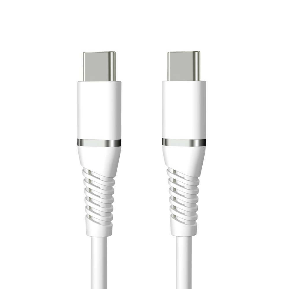 HIDISC Soft and Tangle-Free USB Type-C to Type-C (C to C Cable) 1m White PD100W Compatible Ultra-Fast Charging