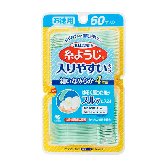 Kobayashi Pharmaceutical Floss Picks Easy Entry Type 60 Pieces