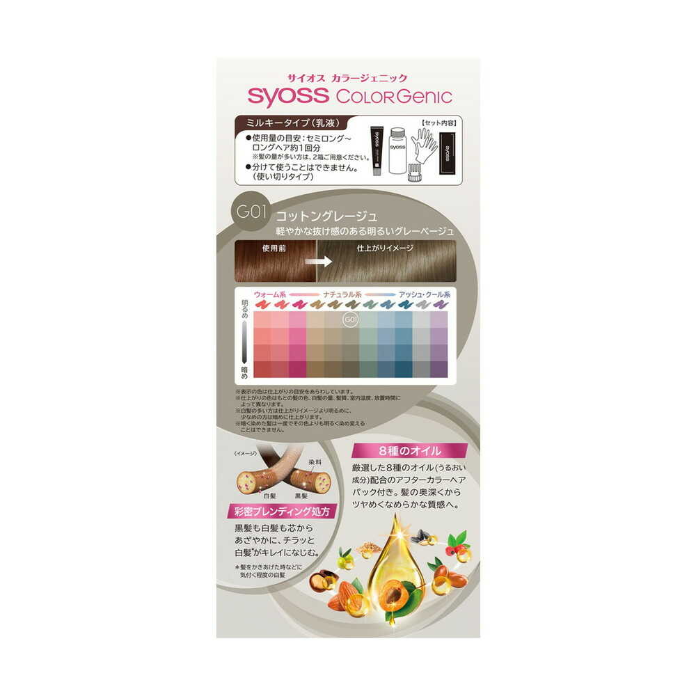 Syoss Colorgenic Milky Hair Color G01 Cotton Greige 50g + 100ml + 15g