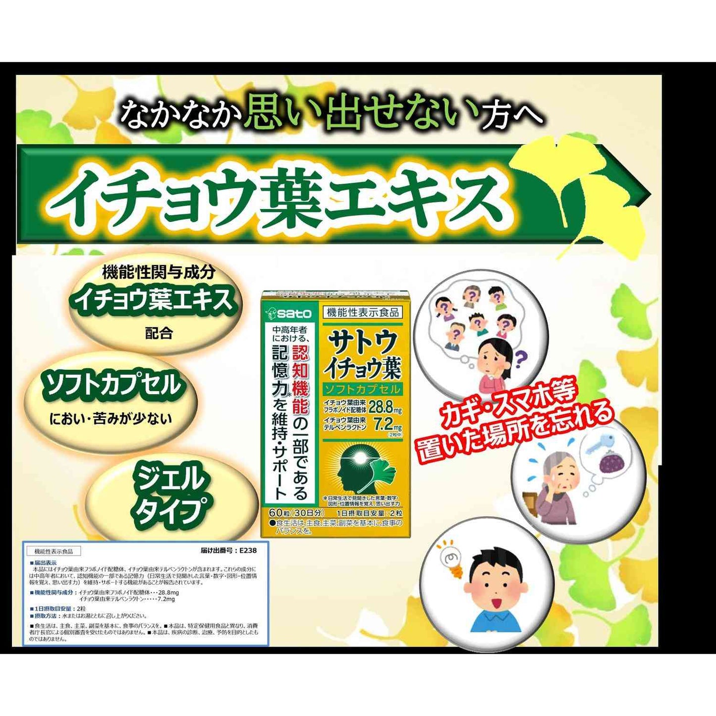 Sato Pharmaceutical Ginkgo Leaf 60 Capsules