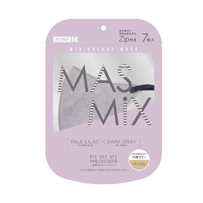Kawamoto Industry MASMIX Mask Pale Lilac x Dark Gray 7 Pieces
