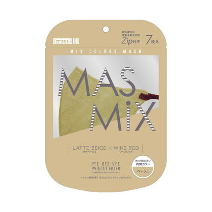 Kawamoto Industry MASMIX Mask Latte Beige x Wine Red 7 Pieces