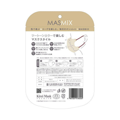 Kawamoto Industry MASMIX Mask Latte Beige x Wine Red 7 Pieces