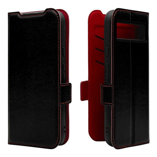 Telephone Lease Google Pixel 8a Slim Wallet Case Side Magnet Card Holder Black and Red