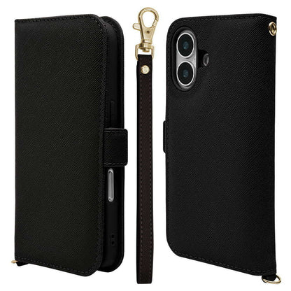 Telephone Lease iPhone 16 Wallet Case with Strap Black 8087IP461BHSBK