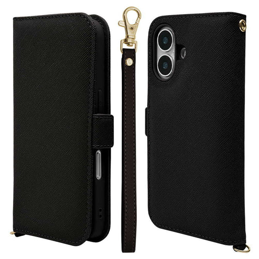 Telephone Lease iPhone 16 Wallet Case with Strap Black 8087IP461BHSBK