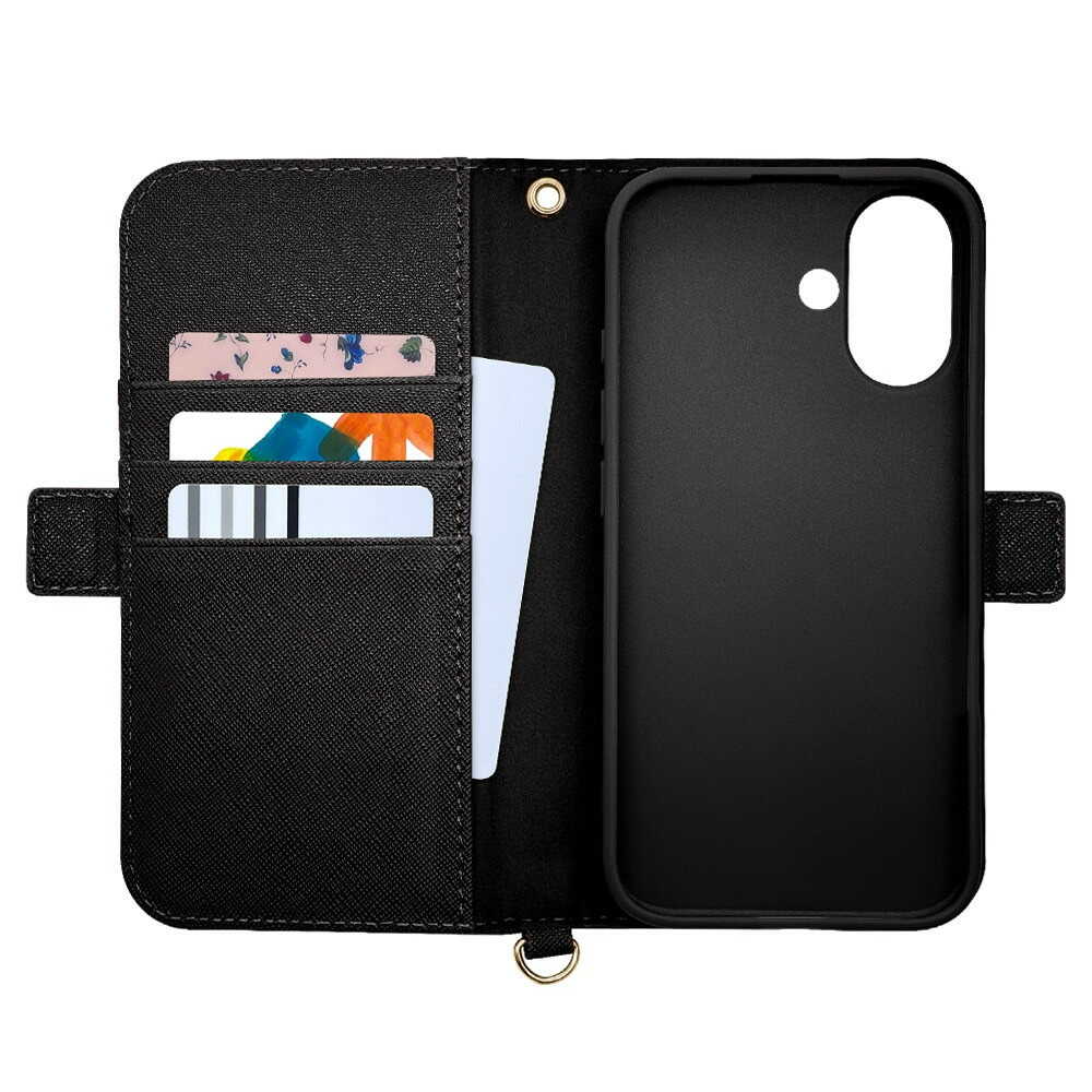 Telephone Lease iPhone 16 Wallet Case with Strap Black 8087IP461BHSBK