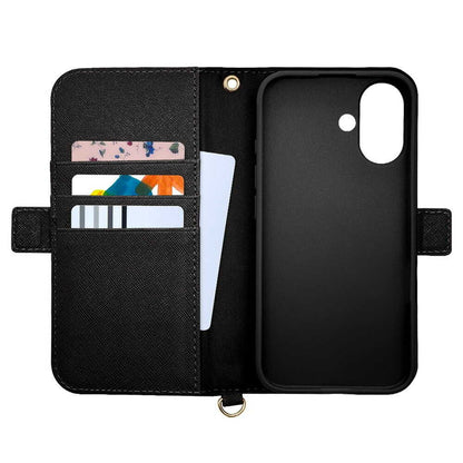 Telephone Lease iPhone 16 Wallet Case with Strap Black 8087IP461BHSBK