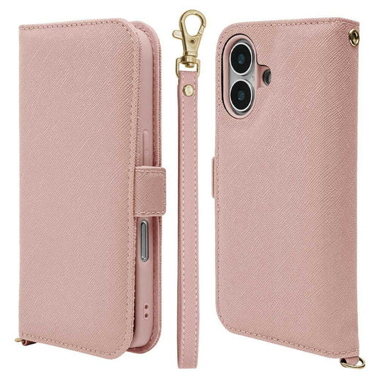 Telephone Lease iPhone 16 Wallet Case with Strap Light Pink 8090IP461BHSLPK