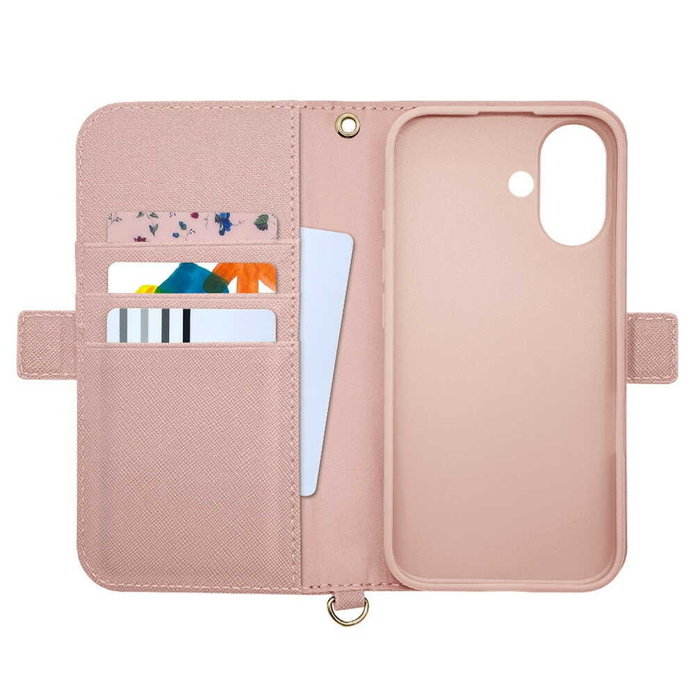 Telephone Lease iPhone 16 Wallet Case with Strap Light Pink 8090IP461BHSLPK