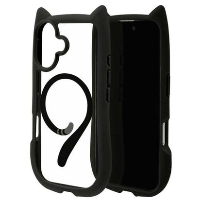 Telephone Lease iPhone 16 Case Cover MagSafe Compatible Cat Ears Black