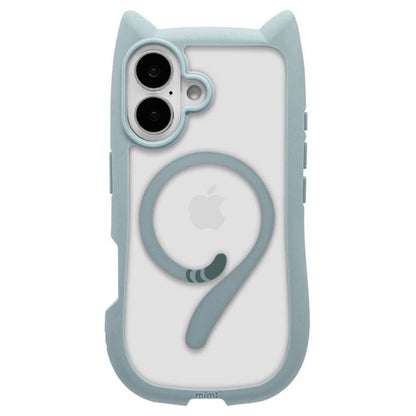 Telephone Lease iPhone 16 Case Cover MagSafe Compatible Cat Ears Smoky Blue