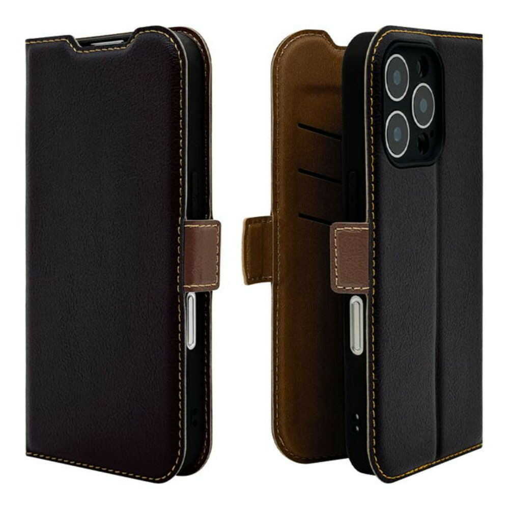 Telephone Lease iPhone 16 Pro Wallet Case Slim Fit Camera Protection Black x Brown