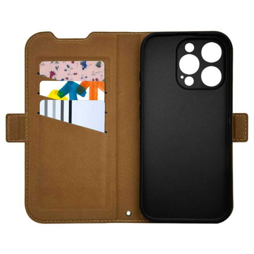 Telehone Lease iPhone 16 Pro Slim Wallet Case Camera Protection Navy x Brown