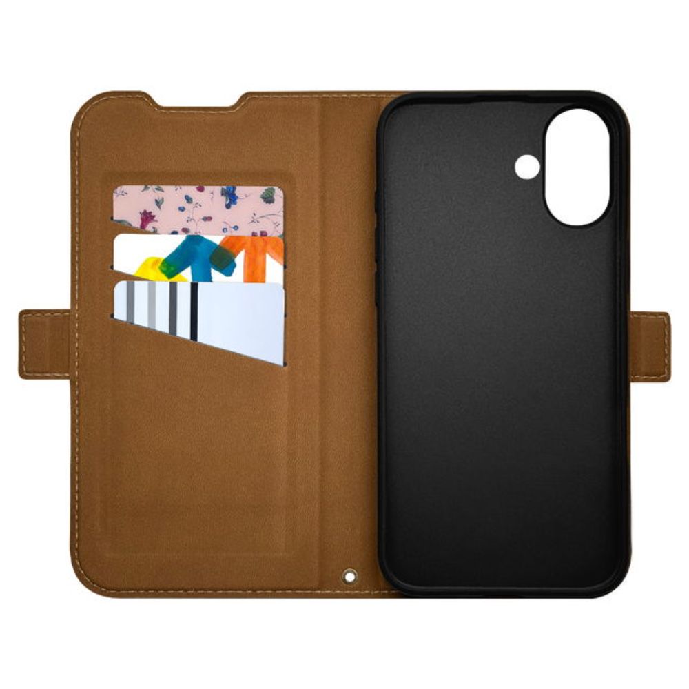 Telehone Lease iPhone 16 Plus Slim Wallet Case Navy x Brown